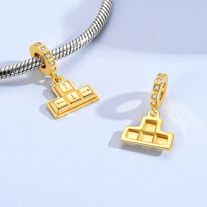 925er Sterlingsilber Gold-Serie Charms Flugzeug Pferd Welpe Elefant Perlen Anhänger passend für Originalarmband DIY Schmuck Geschenk für Frauen – Detail 34