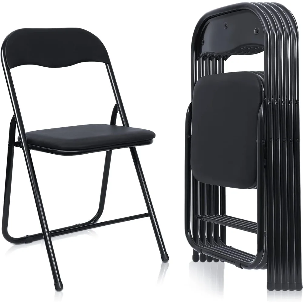 

Kathfly 6 Pcs Steel Folding Chair Set Foldable Chair with Padded Seat Cushioned Metal Folding Chair Portable Stackable