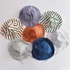 New Boy Children Striped Lacing Fisherman's Cap Girl Baby Solid Casual Sunscreen Hat Infant Cotton Caps Kid Windproof Basin Hats 1