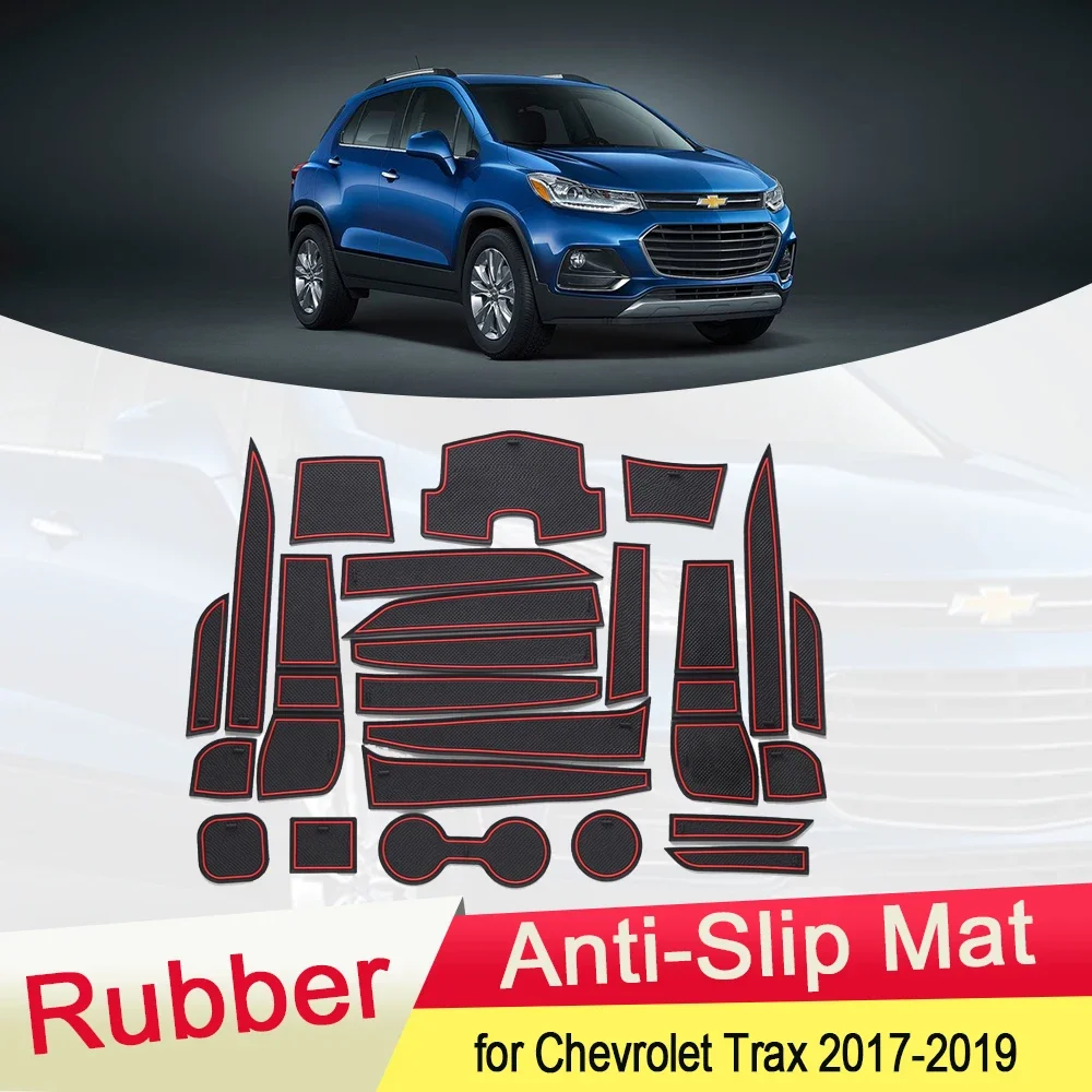

for Chevrolet Trax Tracker 2017 2018 2019 Rubber Anti-slip Mat Door Groove Cup Phone Pad Gate Slot Coaster Interior Accessories