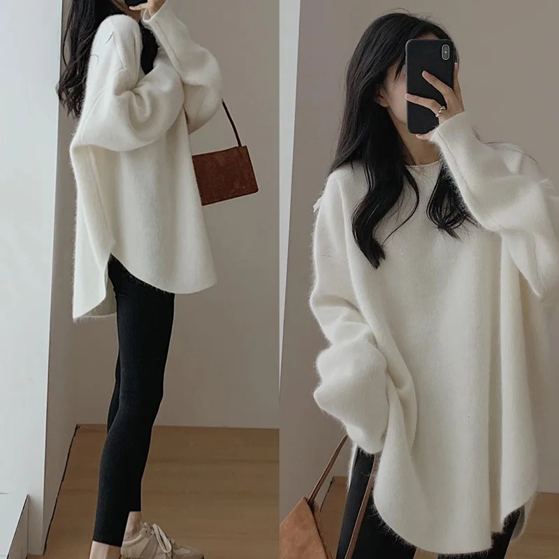 

Knitwear 2023 Autumn and Winter New Women's Clothing Mid-Length Loose and Lazy Style High Sense French Pullover Bottoming Sweate