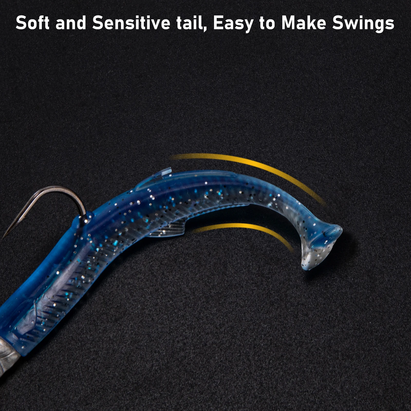 5pcs Sandeel Soft Plastic Fishing Lures with Paddle Tail Jig Heads 11.5cm/14g Swimbait for Bass Trout Pike Saltwater