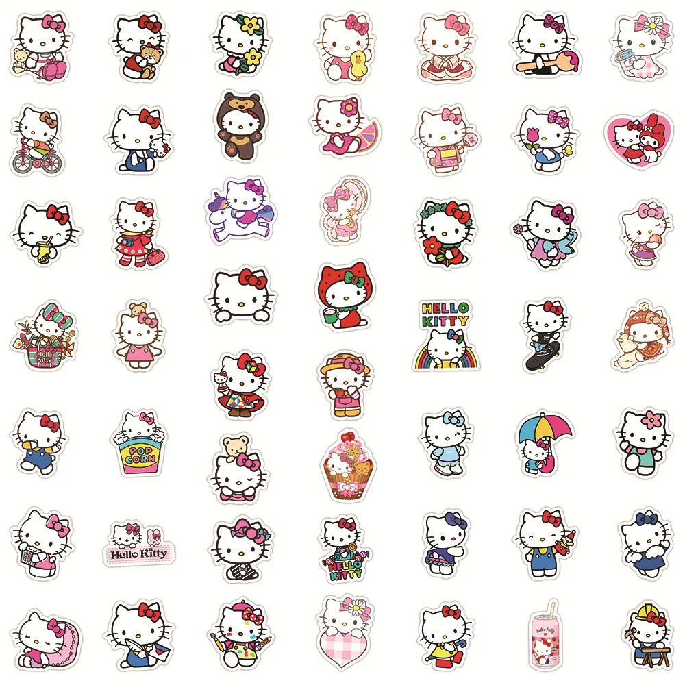 Sanrio Cartoon Anime Kawaii Lively Hello Kitty Stickers for Laptop Suitcase Stationery Waterproof Decals Graffiti Kids Toys for Free Printable Hello Kitty Stickers