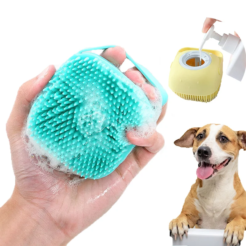 Dog Cat Bath Massage Brush Puppy Bathroom Soft Gloves Safety Silicone