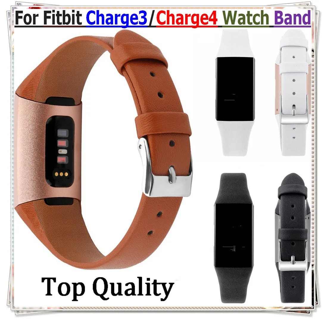 Leather Watch Wrist Band For Fitbit Charge 3/charge 4 Strap Replacement