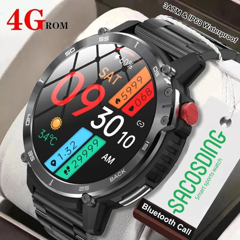 

2023 4G ROM 1G RAM 1.60" New Smart Watch Men Display Voice Calling Sport Watches Local Music Playback IP68 Waterproof Smartwatch