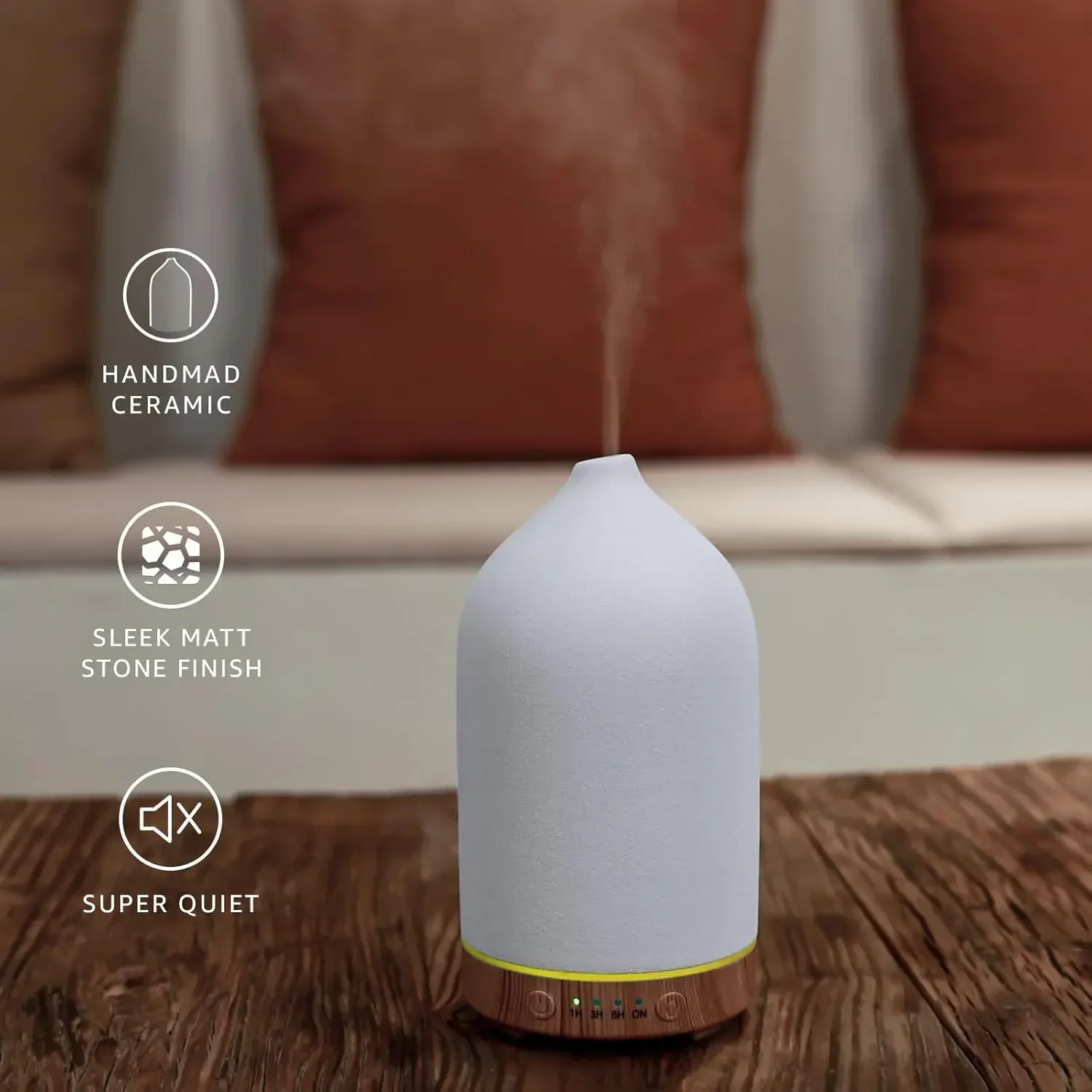Ceramic Essential Oil Diffuser 100ml Aromatherapy Ultrasonic Humidifier Timer 7 LED Colors Lights For Home Office