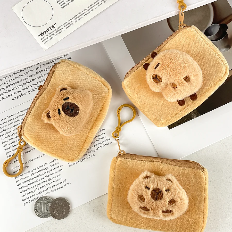 Cute capybara plush coin purse cartoon kapibala doll creative money bag school bag pendant fashion storage pouch storage bag
