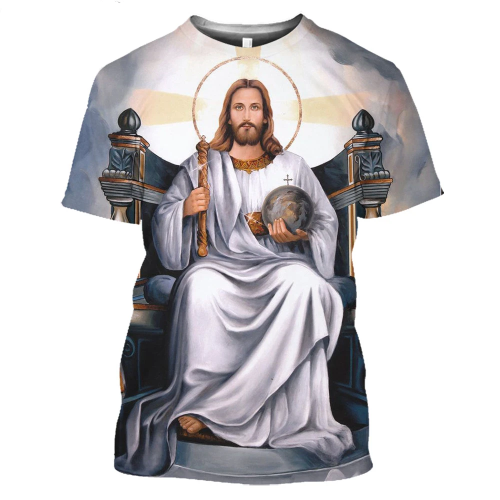 Christ the Redeemer Jesus Shirt Men's and Women's 3D Printed T-shirt Religious God Manga Tee Daily Harajuku Cosplay Cool Short S