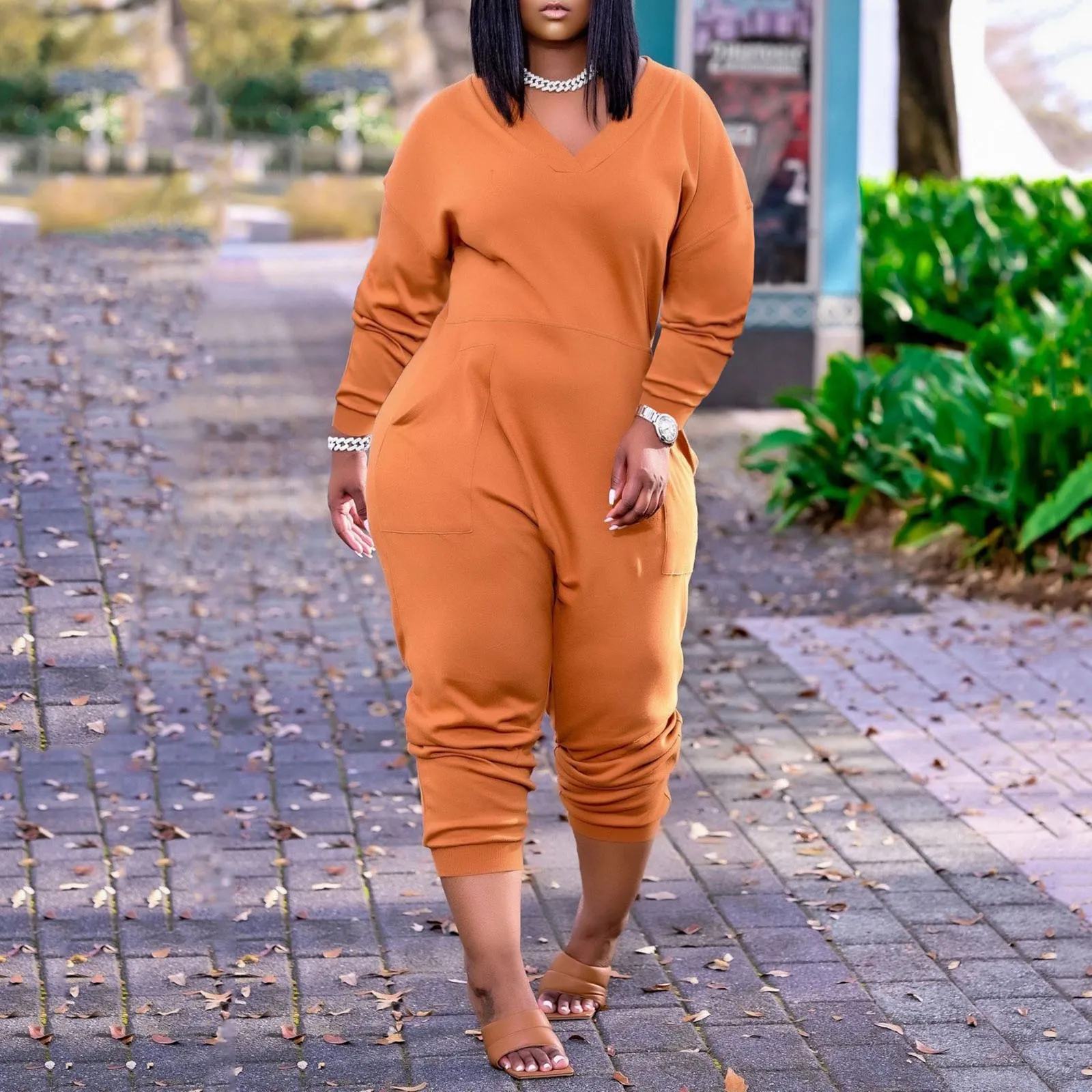 Sexy Womens Casual Loose Jumpsuits Long Sleeve V Neck Oversized Rompers Pajamas Onesie Jumper