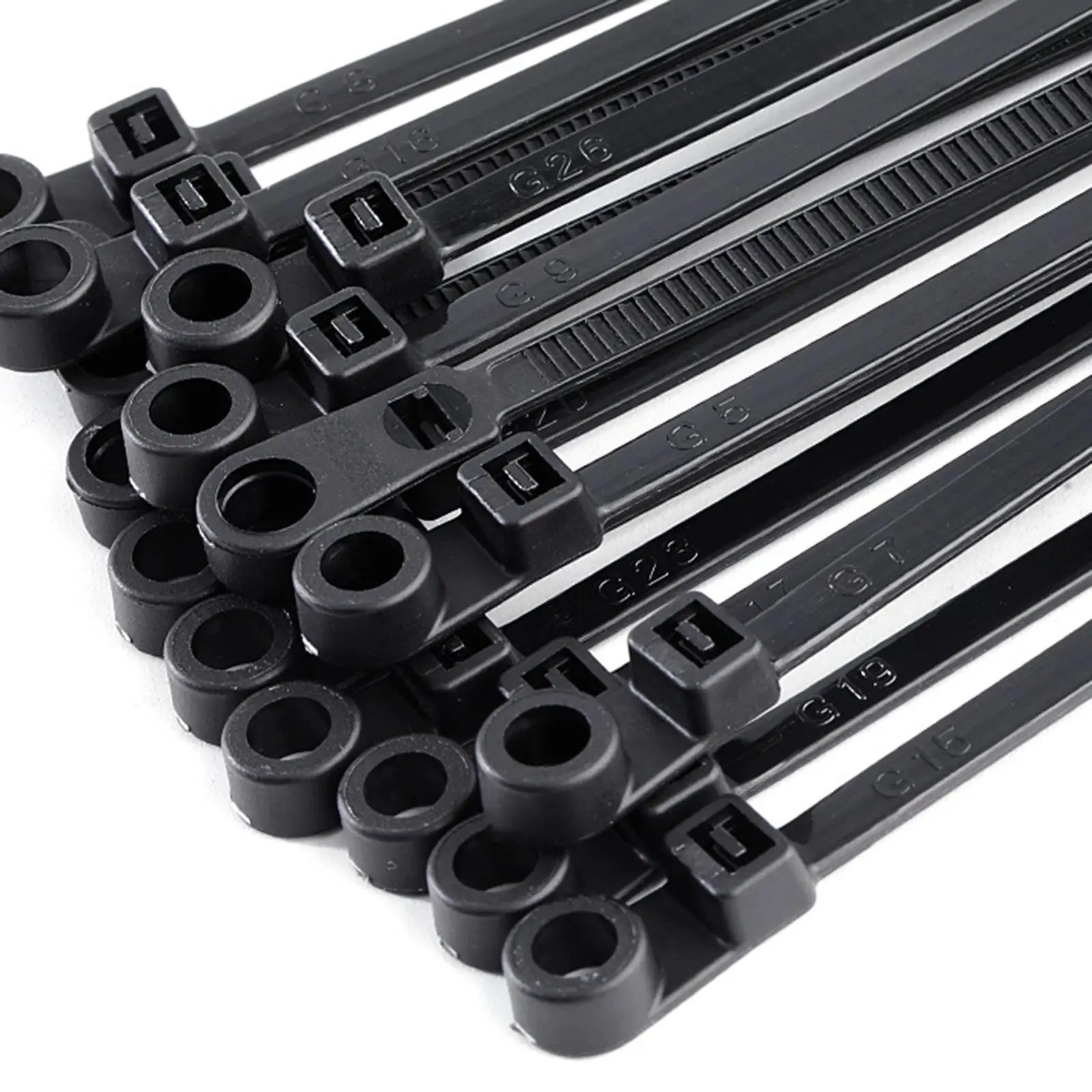 100x Nylon Cable Wire Zip Ties Mounting Hole Small Cable Zips Ties for Garage