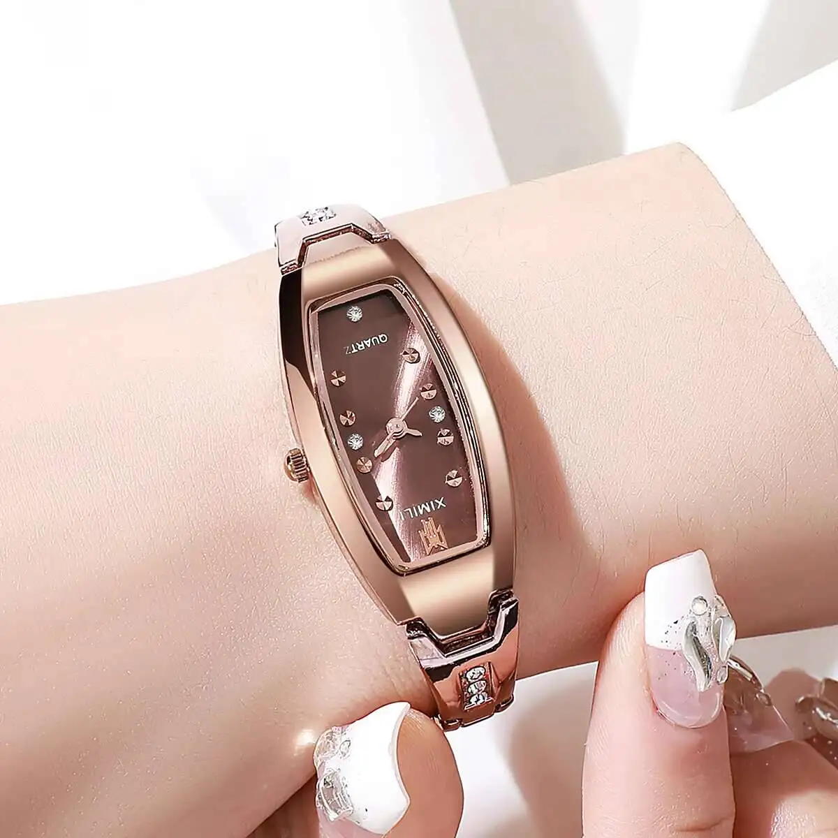 Elegant Women Watches Luxury Rhinestone Ladies Oval Dial Quartz Wristwatch Reloj Mujer（Without Box） - 5