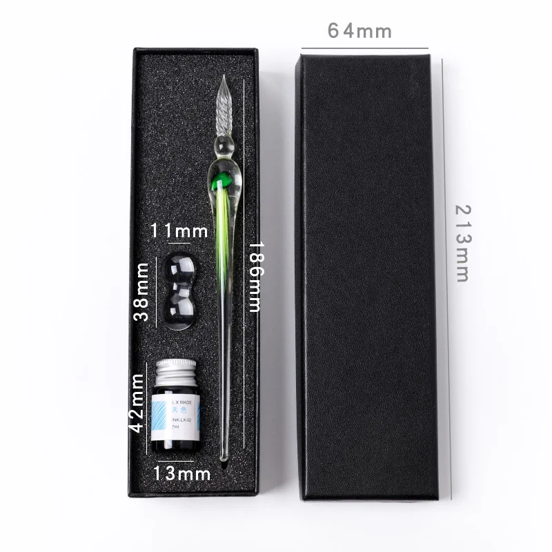 Quallen Dip Pen Dreiteiliges Glas Stift Set Zeichenstift Kristall Student Glas Stift Schreibwaren Geschenk Stift – Detail 8