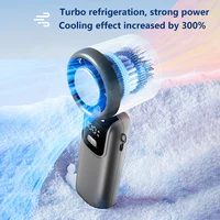 Ventilateur électrique portatif de réfrigération, ventilateur turbo violent à grande vitesse, ventilateur pliable à suspendre au cou, poche à glace, petit ventilateur de bureau, extérieur 2