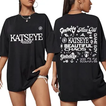 Korean Katseye Beautiful Chaos Tour T Shirt Kpop Vintage Harajuku Fashion Y2K Men Women T-shirt Cotton Loose T Shirts Fans Gifts 1