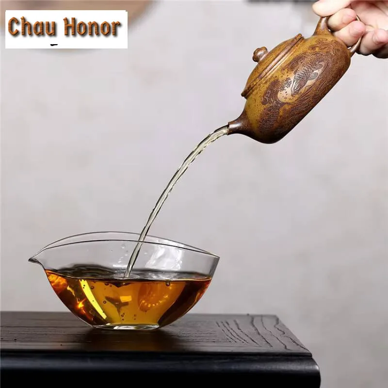 180ml Ancient Yixing Purple Clay Teapots Handmade Fish Play Pot Raw Ore Wood-fired Section Mud Kettle Zisha Tea Set Collection