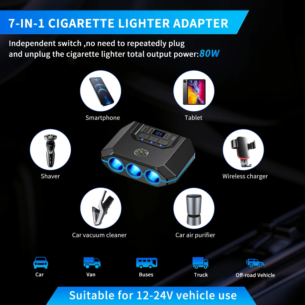 Powstation ڵ Ʈ, 12-24V ڵ      ø, ON/OFF LED USB , ޴