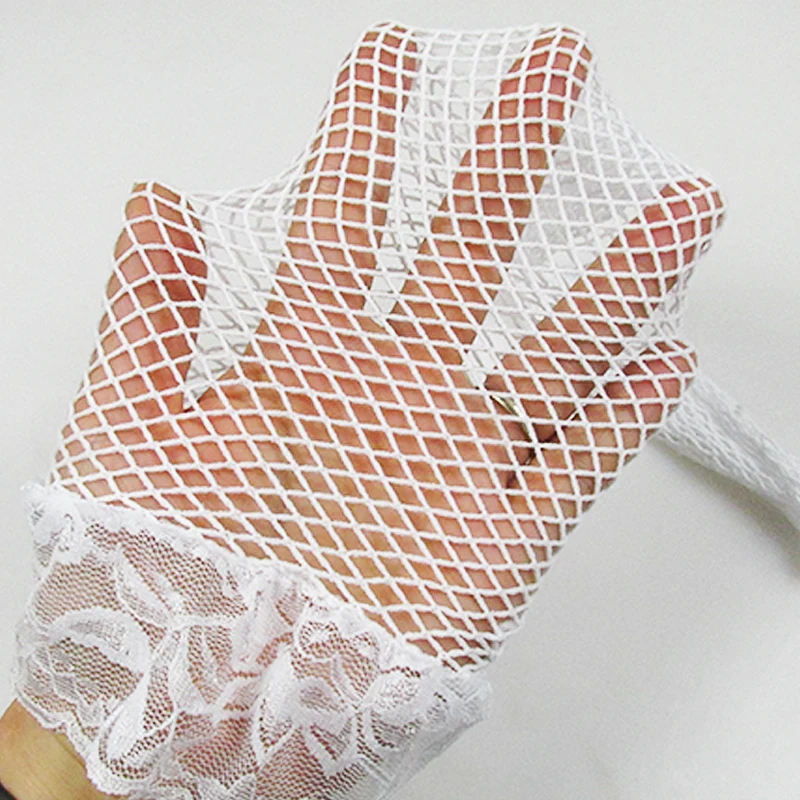 Elegant Women's Fishnet Thigh-High Stockings - White Cosplay Lolita Style Lingerie