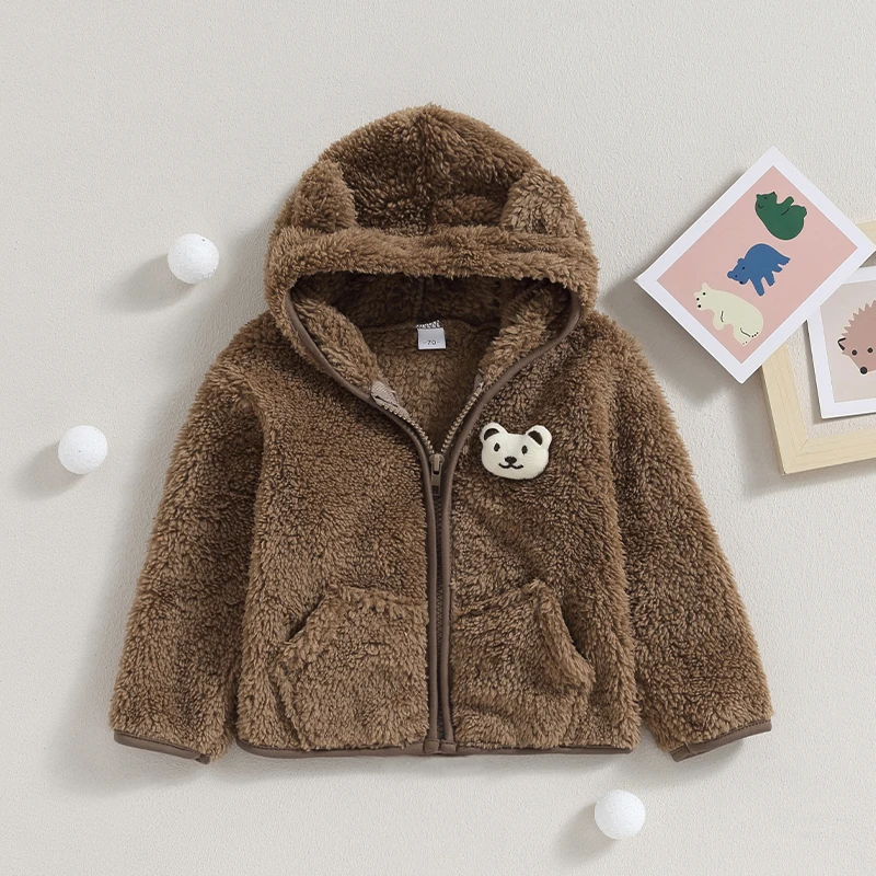 Citgeett Autumn Infant Baby Girl Boy Winter Coat 3D Hooded Jacket Zipper Closure Outerwear Fall Clothes