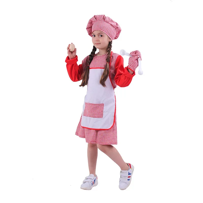 

International Children's Day Female chef dress Girl family kitchen toy girl set Festival cosplay stage performance dress