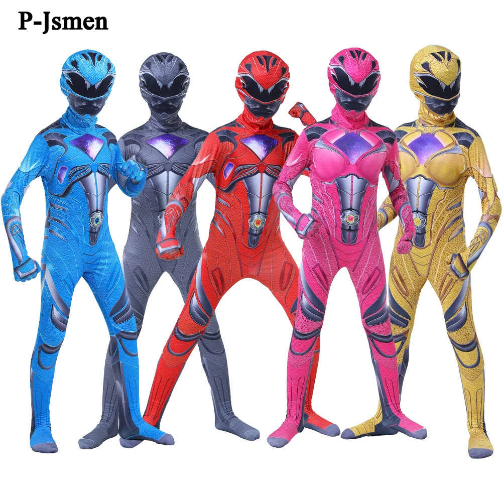

2022 Rangers Costume Boys Power Mecha Five Beast Cosplay Anime Child Halloween Costumes For Kids Mask Carnival Party Jumpsuits