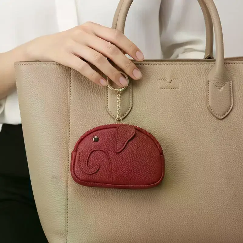 Portamonete in Pelle PU a Forma di Elefantino, Ciondolo per Borsa da Donna, Porta Carte Creativo, Porta Rossetto, Bustina con Cerniera per Contanti - immagine 3