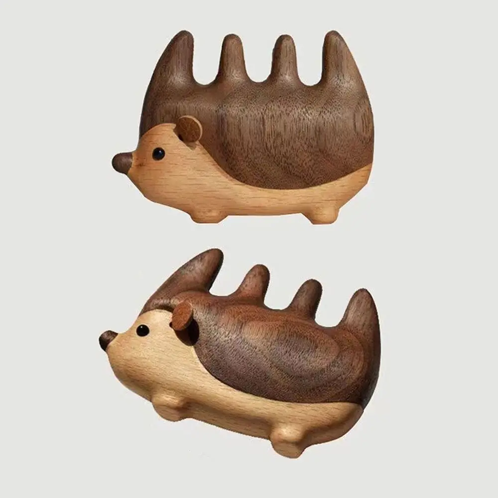

Portable Walnut Hedgehog Hair Comb Personalized Creative Wooden Massage Comb Anti-Static Multi-function Scalp Head Massager Men