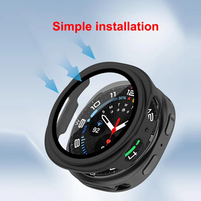 Premium Glass PC Case + Screen Protector for Galaxy Watch 8 - Full Hard Bumper Cover 44mm/40mm