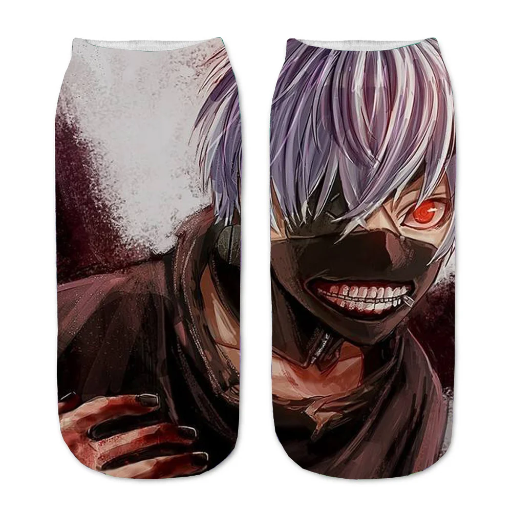 

Teenager Sock Kawaii Ankle Socks Anime Tokyo Ghoul Boys Girl 3D Printed Socks Cartoon Straight Socks Men Women Short Socks