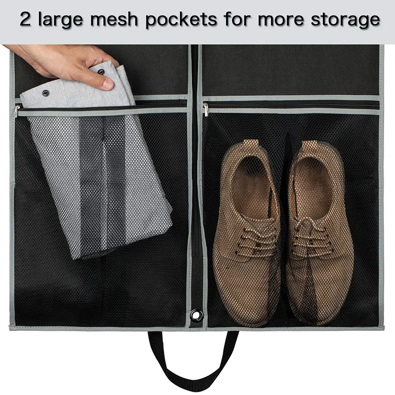Garment Bags 2 Pack 43 Inch Garment Bags For Storage Travel Nonwoven Fabric Dress Bag Suit Bag Garment Bag With 2 Large Mesh Poc 2