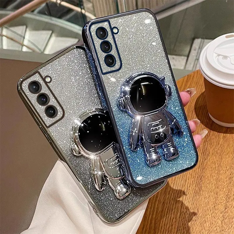 Custodia Porta Telefono Placcatura Creatività Astronauta Per Samsung Galaxy S22 S22Ultra S22Plus S23Fe S23 S21Fe S23Fe S21 S20Ultra Cover