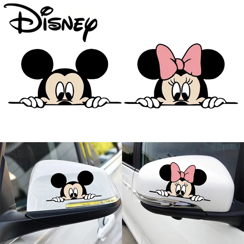 

Disney Mickey Mouse Car Sticker Cute Cartoon Mickey Minnie Rearview Mirror Sticker Window Car Tail Sticker Creative Car Stickers