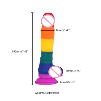 Adult Realistic Big Dildo Rainbow Color For Lesbian Huge Penis Suction Cup Female Masturbation Fake Dick Tool SM Anal Sex Toys 4