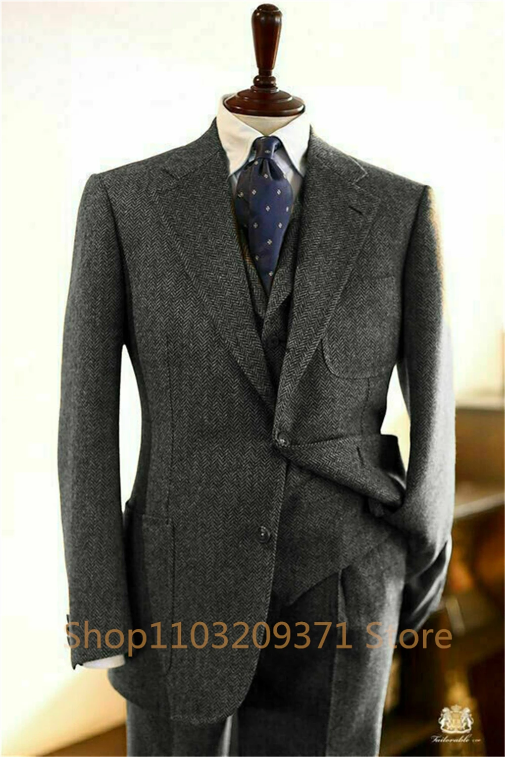 Heren 2 Stuks Tweed Pak Prom Smoking Wol Bruiloft Vest Heren 2 Stuks Tweed Pak Prom Smoking Wol Bruiloft Vest