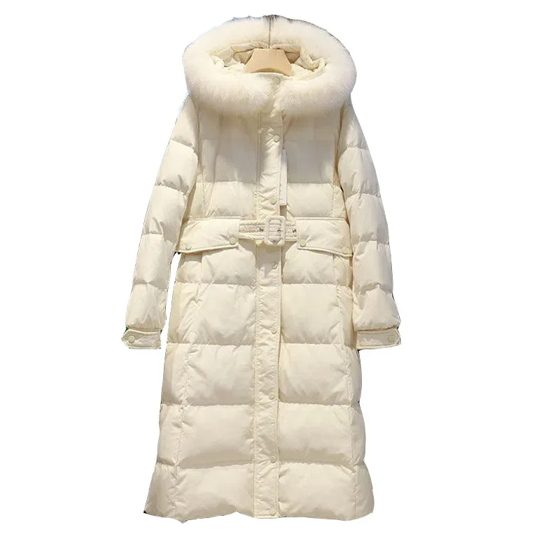 

2023 New Fashion Warm Hooded Leisure Women Down Jacket Women Commute Overcoat Winter Elegant Fur Collar Women Down Jacket NBH678