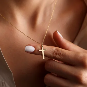 Collana di moda in acciaio inossidabile con croce color oro argento per donna uomo collane a catena squisite gioielli regalo di compleanno 1