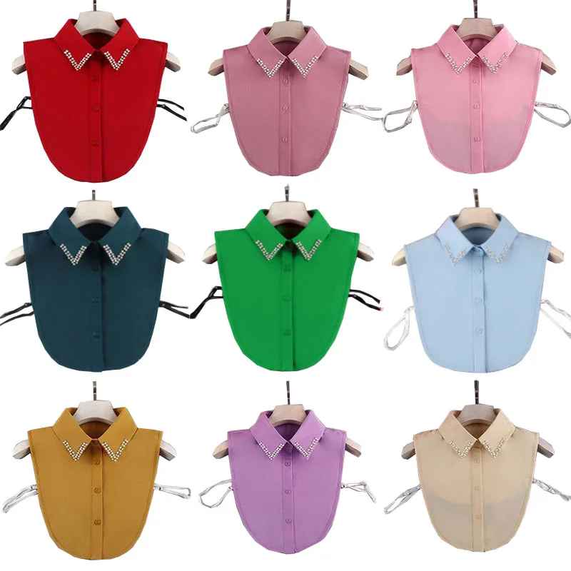 

Fashion Candy Color White Fake Collar Shirt Women Faux Col Half Shirt Blouse False Collar Woman Sweater Shirt Detachable Collars