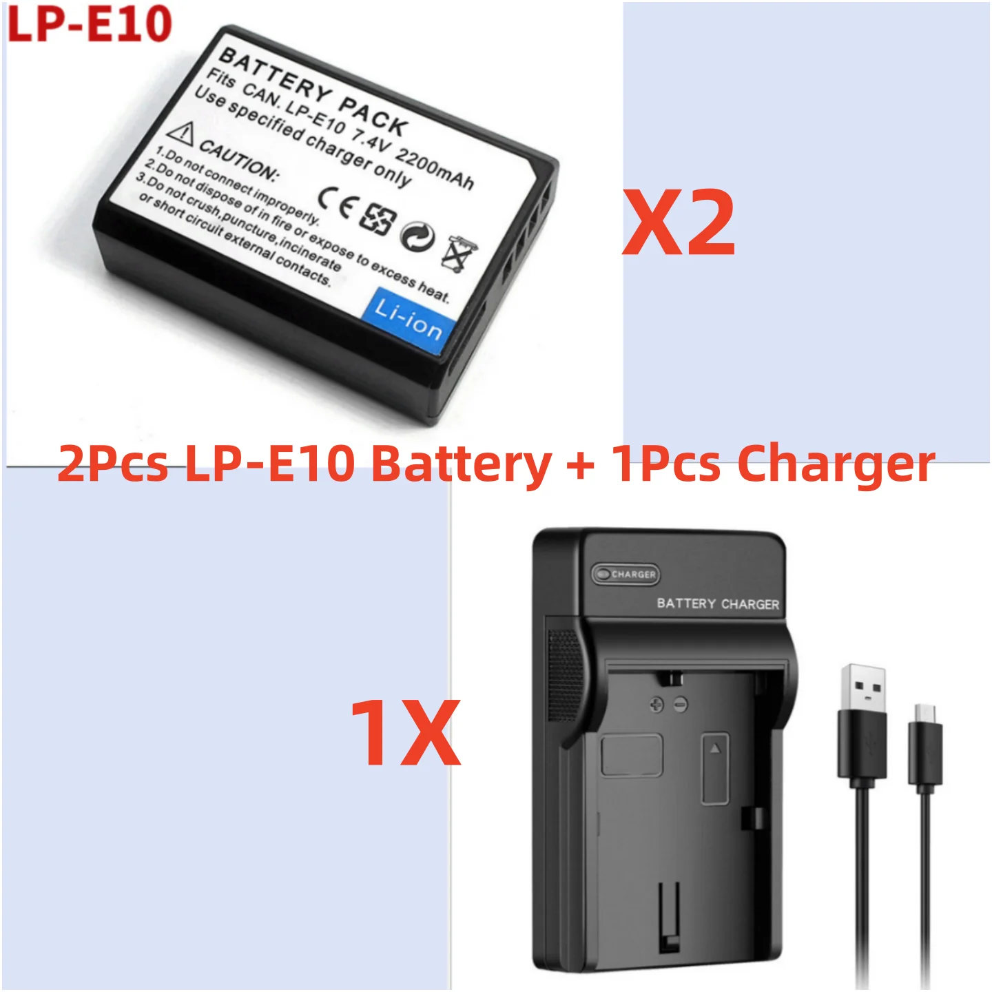 AKTTKA Batteries LP-E10 1500mAh à Charge Directe USB-C (lot De 3) Avec Câble De Charge USB-C 2-en-1 Pour Canon LP-E10 & EOS 1100D, 1200D, 1300D, 2000D, 3000D, 4000D, Rebel T3, T5, T6