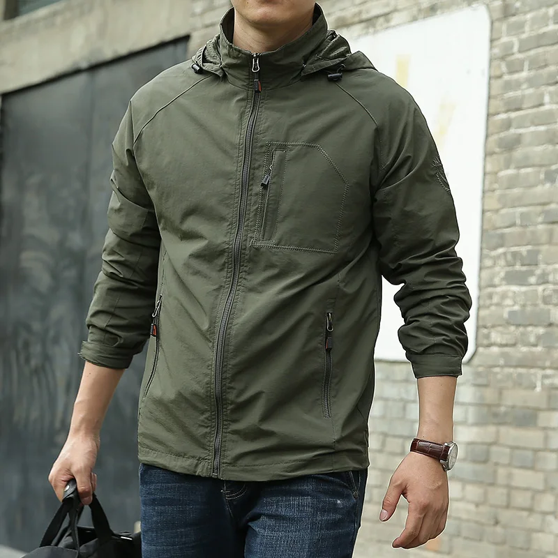 

Jacket Military Jackets Outdoor Windbreaker Hooded Autumn 6XL Thin Coats Casual Clothes Waterproof Men's Breathable Spring Mens