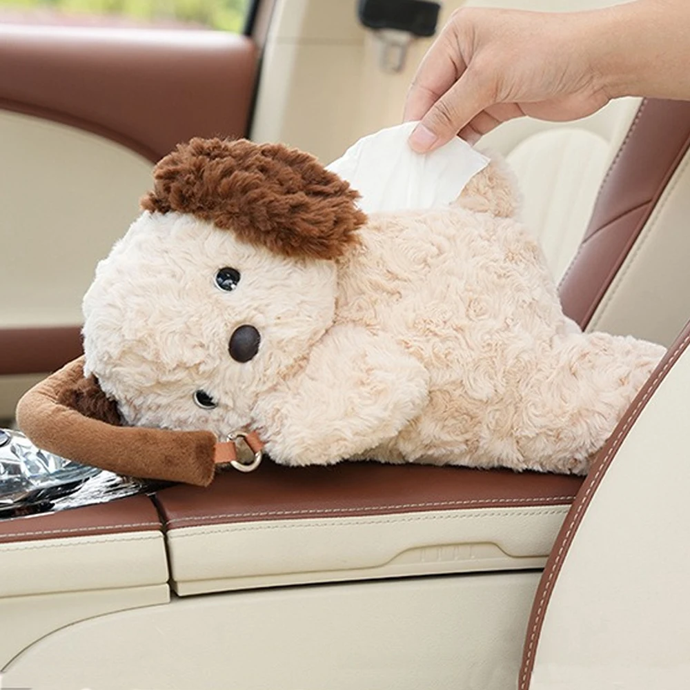 Universal Car Tissue Hanger Cute Plush Dog Car Seat Tissue Box Tissue Storage Bag Seat Back Ornaments  Cartoon Car Paper Box - AliExpress 34