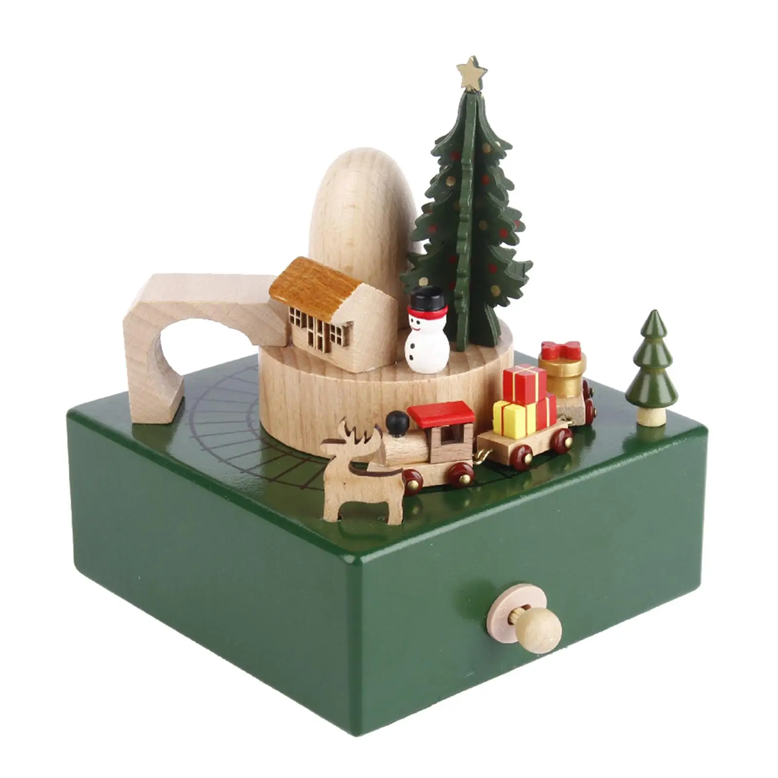Carousel Musical Box Wooden Wind up Music Box DIY Crafts Christmas Decoration for Home Xmas New Year Decors Kids Gift