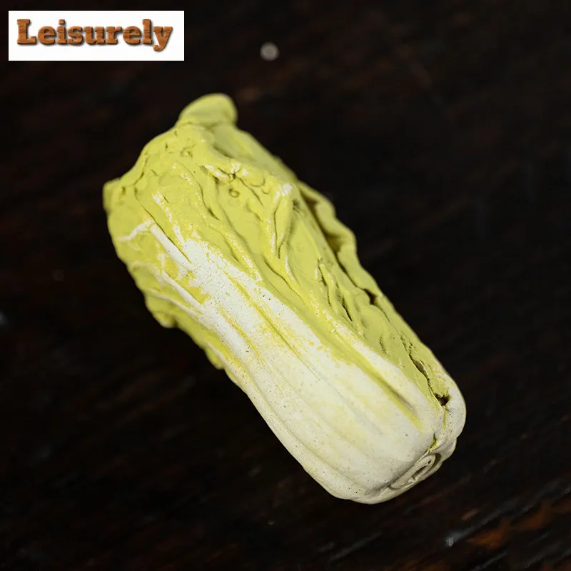 Biomimetic Cabbage Purple Sand Wealth Cabbage Tea Pet Zen Tea Games Tea Figurine Play Toys Tea Statue Ornaments Desktop Supplies