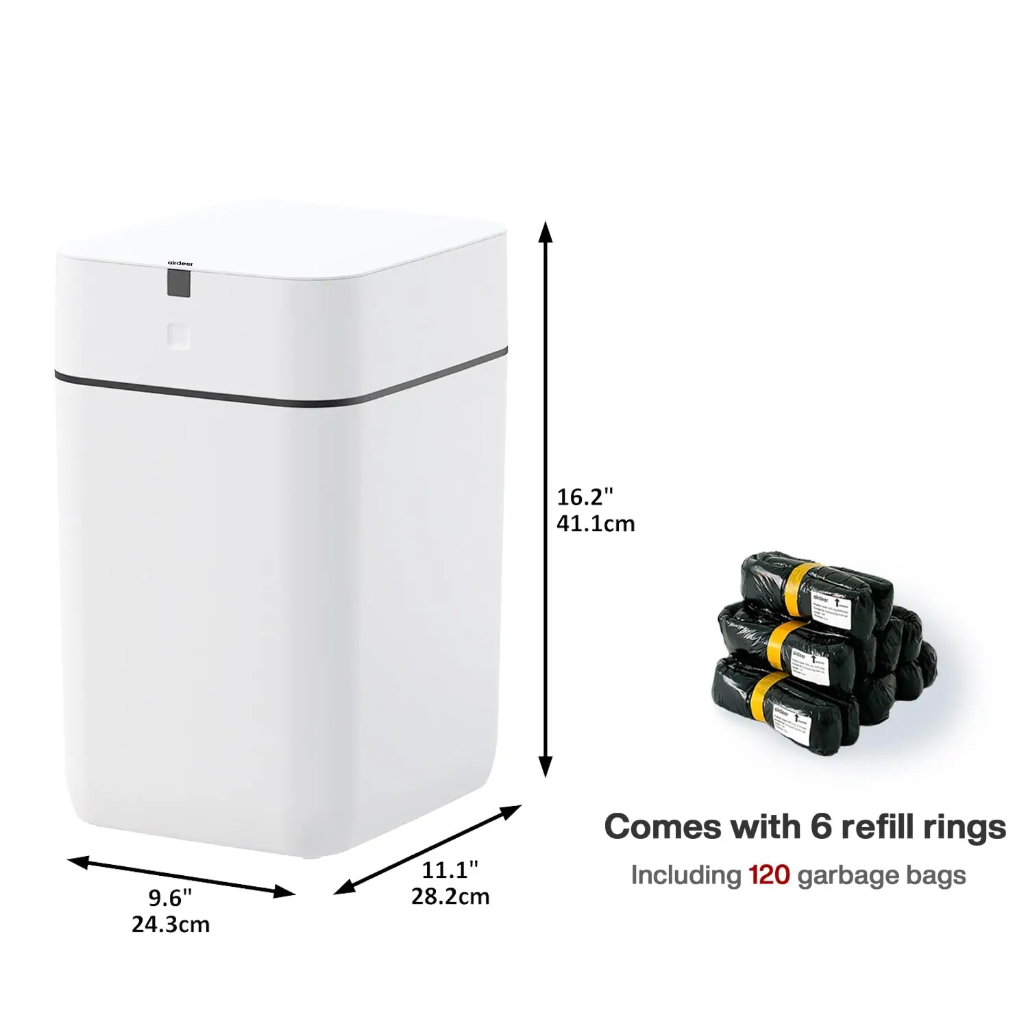 Trash Can, 4 Gallon Self Sealing and Self-Changing Smart Trash Can, Motion Sensor, Touchless Garbage can with lid for 6