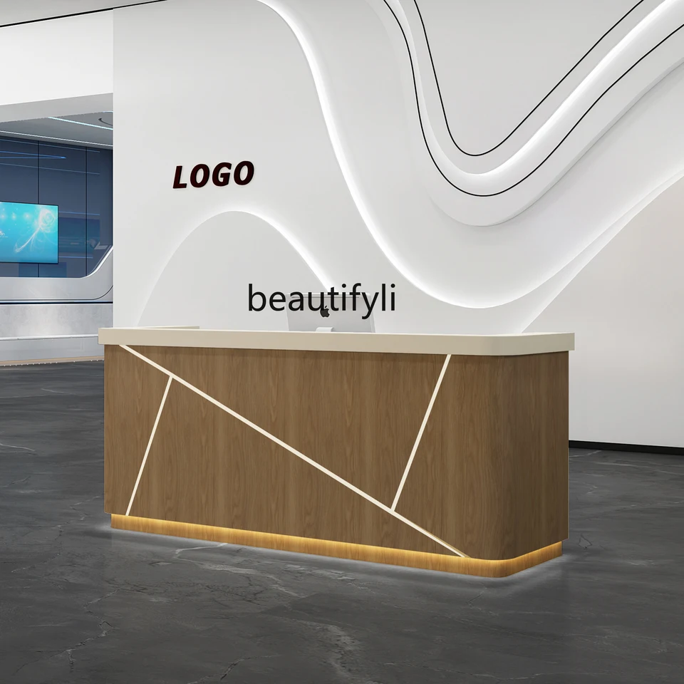 Nordic clothing store checkout page Simple modern curved counter Beauty  salon Bar company Small reception desk - AliExpress, image size:960x960