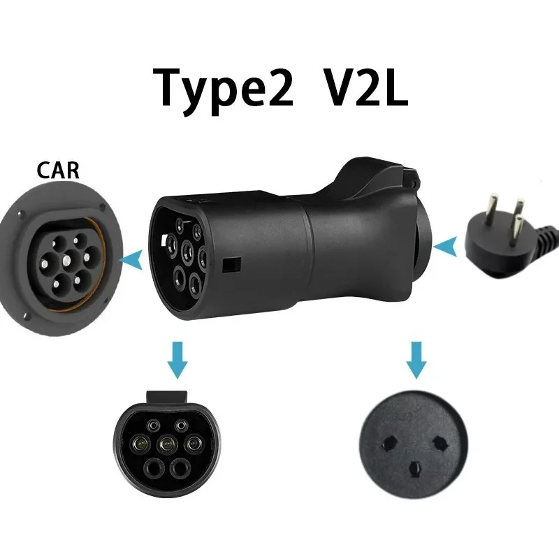 V2L Discharger Israel Plug V2L Vehicle to Load Type 2 Support for Hyundai KIA Discharge For Type2 Car Discharge EV Cable Adapte
