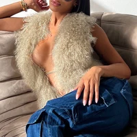 BKLD Sexy Temperament Fluffy Tops For Women High Street Y2K Nightclub Outfits Faux Fur Backless Lacing Solid 2025 Vest Waistcoat - Image 4