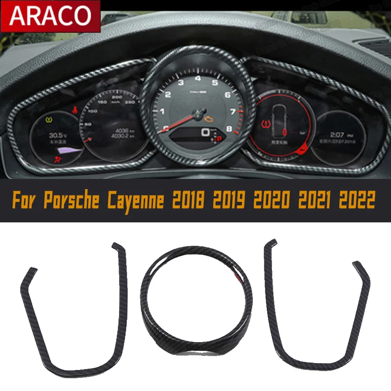 Per Porsche Cayenne 2018 2019 2020 Aksessori Dekorasi Mobil Turbo 2021 2022 Bingkai Hiasan Layar Dasbor Mobil Serat Karbon