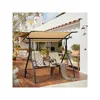 2 Person Porch Swing,  Outdoor Swing with Tempered Glass Table, 2 Cup Holder,  Patio Swing with Adjustable Canopy 1