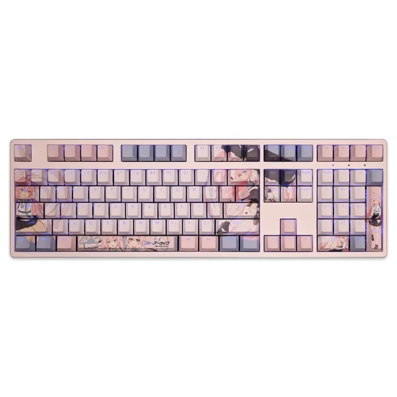 Anime Gaming Teclado Backlit Arquivo Azul Takanasi Keycap Hosino Pbt Dye Subbed 61 87 104 108 Layout Set - Imagem 6
