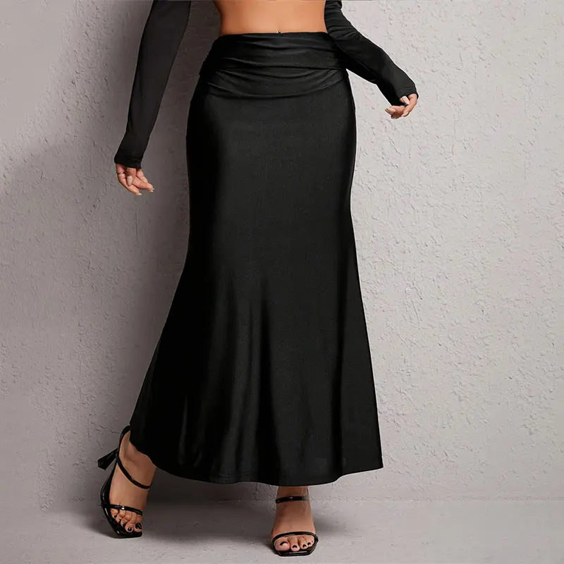 GRACIEUSE JUPE MIDI en satin soyeux pour femme avec taille élastique et